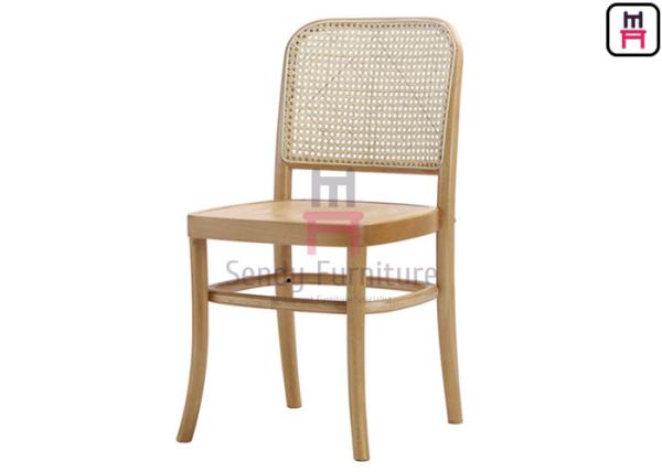 Quadro envernizado da madeira de vidoeiro de Cane Rattan Dining Chairs With preto de madeira
