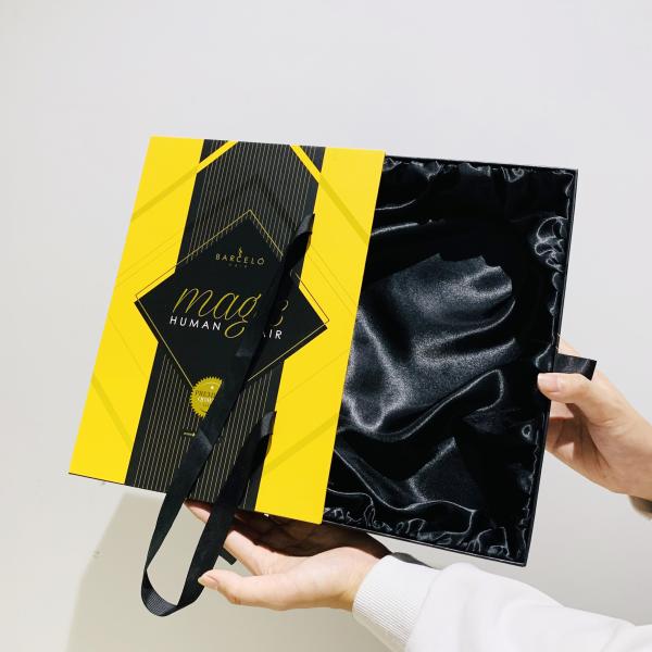 Custom Logo Packaging Hair Extension Wig Packaging Boxes Luxury Drawer Sliding Gift Box