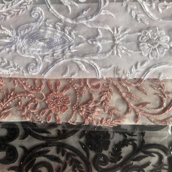 Easily Customizable Luxury 3D Flowers Beaded Embroidery Lace Fabric New Design Lace for Women's Clothing Dance  Dresses