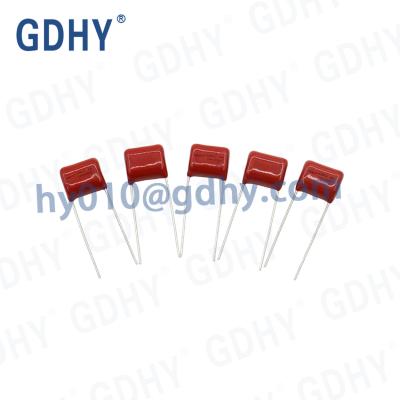 Amostra grátis do capacitor 0.1UF 104j250v P=10mm do filme CBB22 disponível