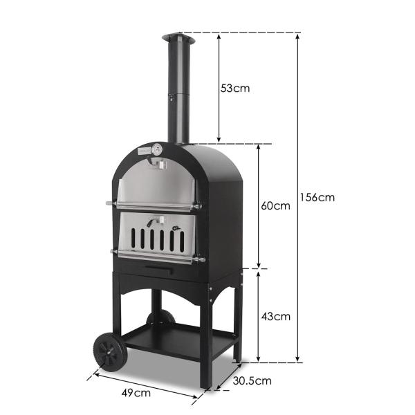 Outdoor Courtyard Charcoal Oven for Baking Pizza Portable and 30.5*30.5cm Stone Size