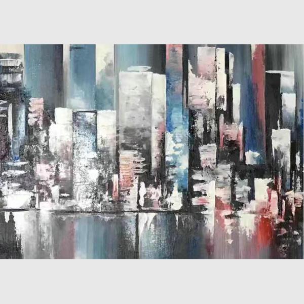 Canvas Decorative Modern Acrylic Cityscape Painting For House