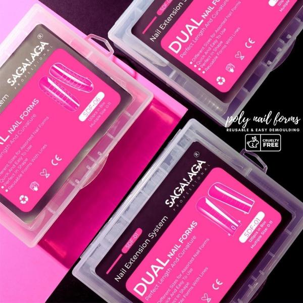 Soft Gel Nail Tips SAGALAGA Custom Label Dual Form Tips for Nail Builder Extension Gel Mixed Size Nail Acrylic Gel Tips