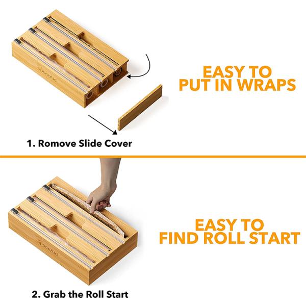 Многофункциональный прямоугольный бамбуковый пластиковый оберток диспенсер на стенке для вашей кухни