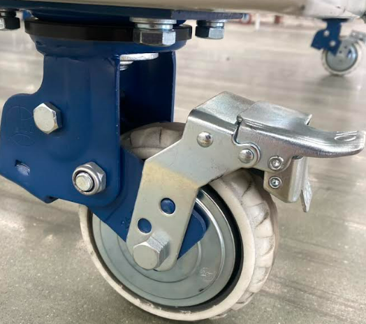 High Elasticity Pu Wind-fire Wheel Industrial Caster With Brake Dual Spring Shock-absorbing Automotive Packaging Assembly Line 