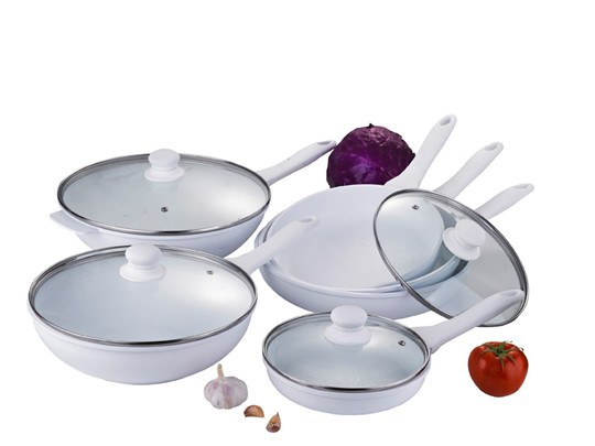 установленные сковороды, белый алюминий индукции 10ПКС Нонстик