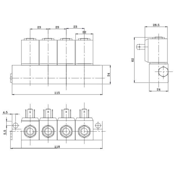 Клапан соленоида множественного пути коллектора 2 латунный для воздуха воды