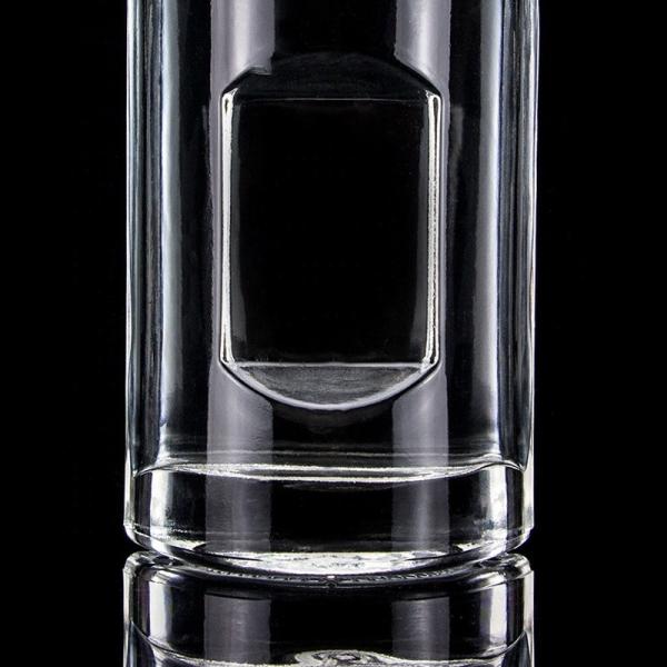 Botão de vidro de vodka de 750 ml de forma personalizada com tampa de cortiça e acabamento transparente em redondo