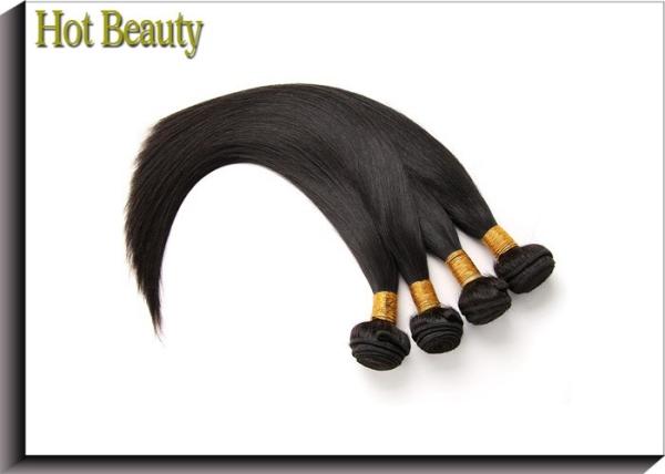 Grade 6A Unprocessed Human Hair Weave Smooth Straight Natural Black For Girls
