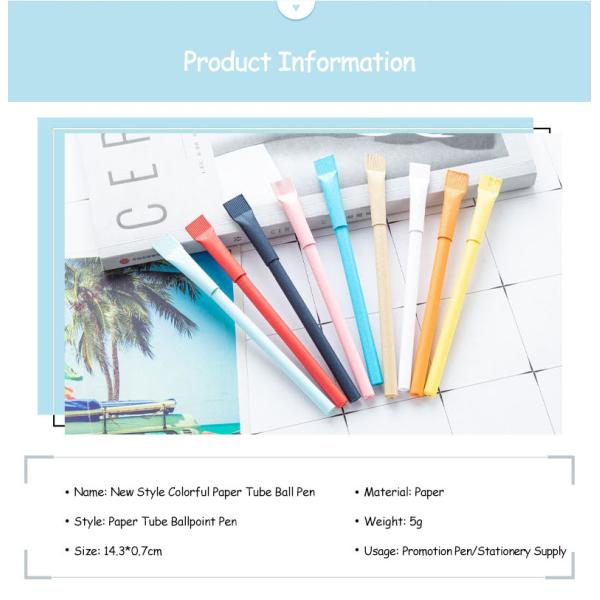 Colorful Paper Tube Creative Ball Pen Eco Friendly School Office Ball Pen Custom Logo
