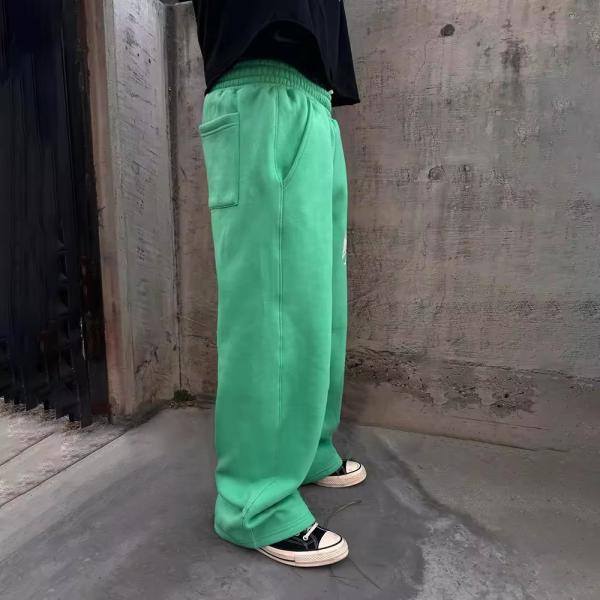 Street Style Custom Logo Acid Wash Sweatpants with Wide Straight Leg