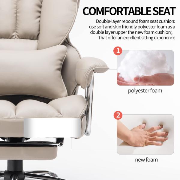Optional Leg Rest and Lumbar Support High Back PU Leather Swivel Chair for Comfort