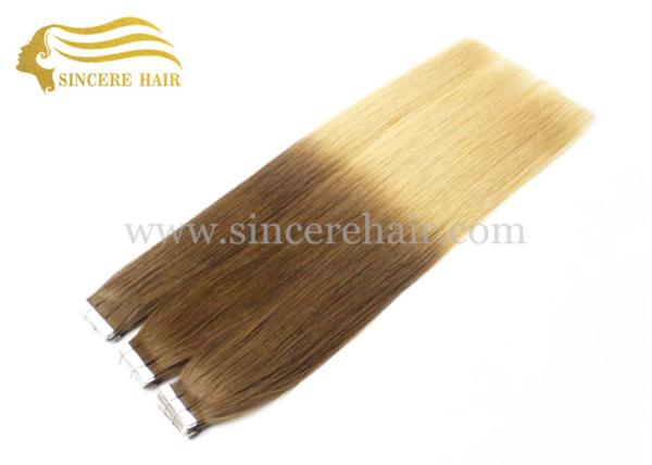 60 CM Ombre Blonde Tape Hair Extensions For Sale - 24 Straight Remy Double Drawn Tape In Hair Extension for sale