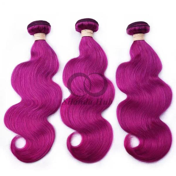 Purple Body Wave Remy Human Hair Bundles Sew In Weave Bundles Brazilian Bundle Deals