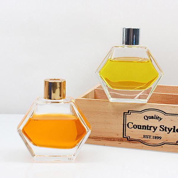 garrafa sextavada vazia de Reed Diffuser Clear Glass Aroma do vidro 80ml