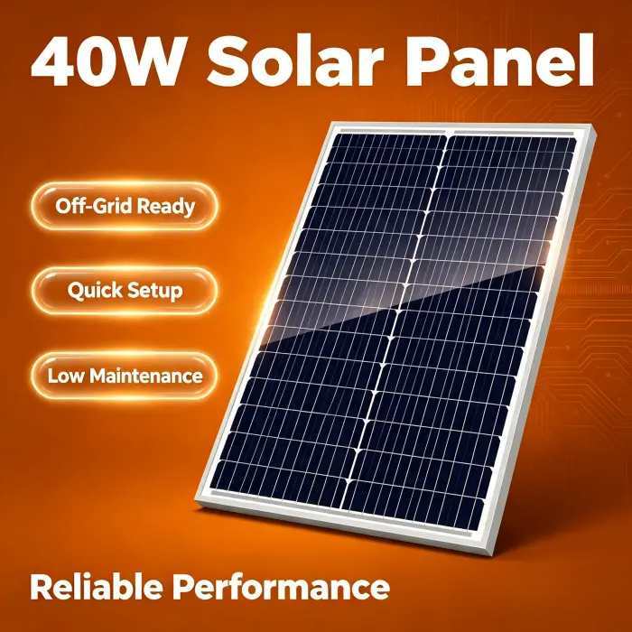 40W Tempered‑Glass Monocrystalline Solar Panel For Greenhouse & Remote Hut Power
