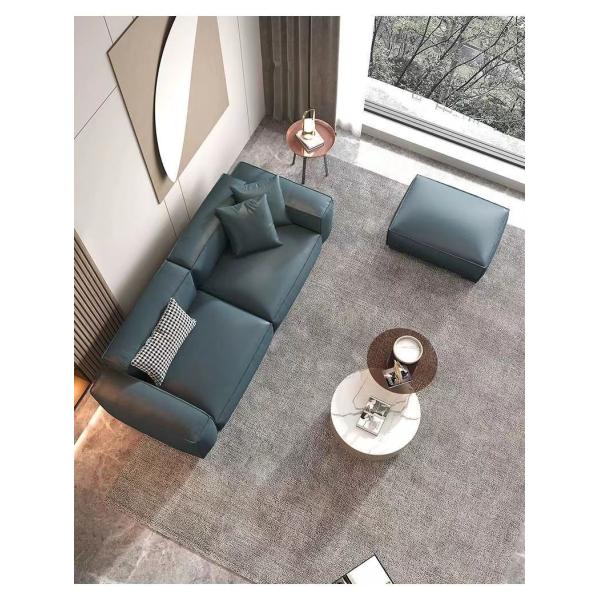 Leather Custom Sofa Bed Straight Row Minimalist Living Room Head Layer Cowhide Caramel Color