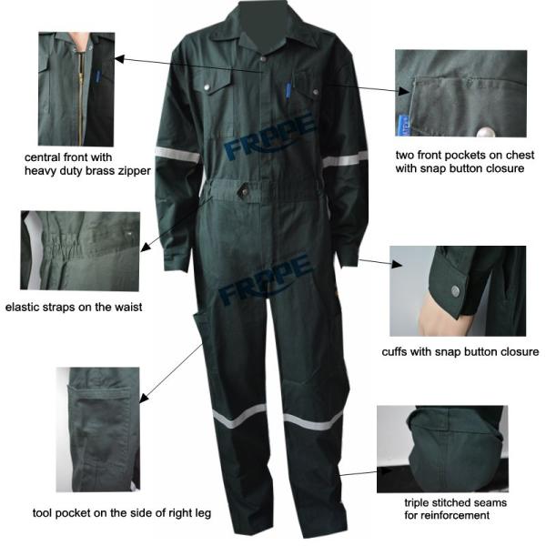 Flame Resistant Insulated Coveralls Dark Green Oil Gas Industrial Safety