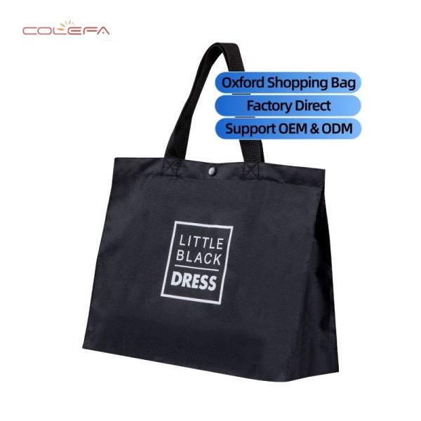 Oxford Fabric Black Shopping Bag Modern Travel Eco-Friendly Tote Supermarket Bag Large Capacity Foldable Thickened Storage Bag