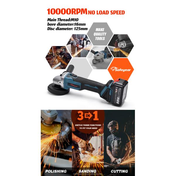 21V 4 Inch Electric Grinder 90 Degree Angle Grinder Brushless Motor Electric Powered Tools