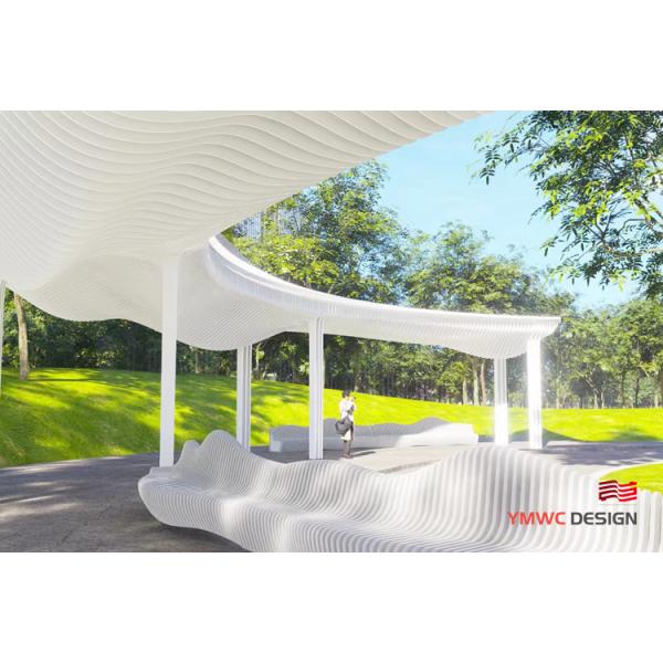 Modern Style White Stainless Steel Art Gallery Steel Structure Sculpture Emberwind Pergola