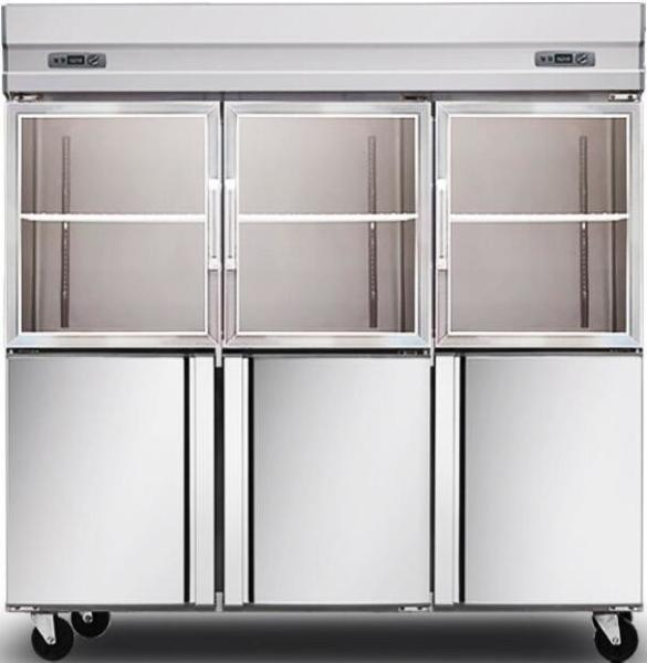 1600L Glass Doors Stainless Steel Commercial Fridge Freezer , Kitchen Appliances Refrigerators With Adjustable Feet