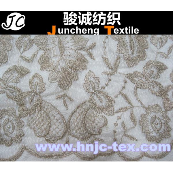2015 trend 100% polyester wave pattern chemical crochet lace fabric for women dresses