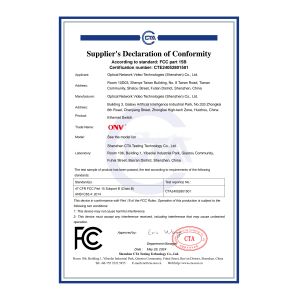 Optical Network Video Technologies (Shenzhen) Co., Ltd. Certifications