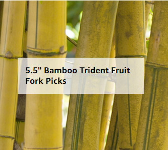 14cm Disposable Bamboo Trident Fork 5.5'' For Dessert Cake Dish in Restaurants