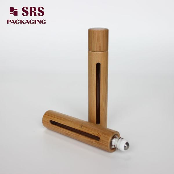 SRS natural color bamboo 10ml glass roll on bottle for essential oil