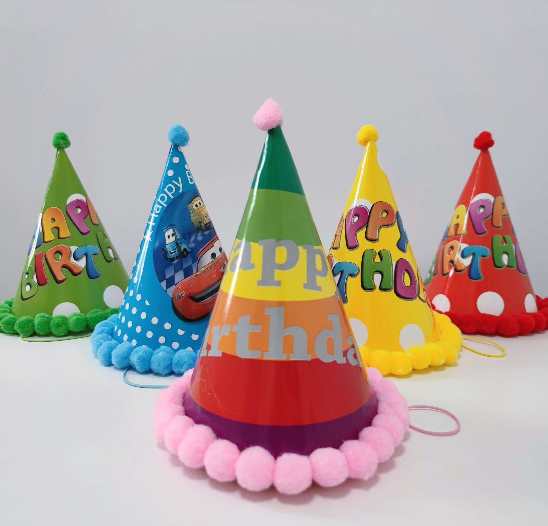 Design Birthday Hats Colorful Cartoon Paper Party Accessories for Children and Adults