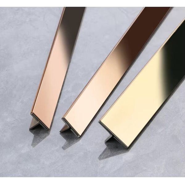 T Profile Stainless Steel Trim Strips 3.00mm Thickness Metal Tile Edging Trim Customized Shape