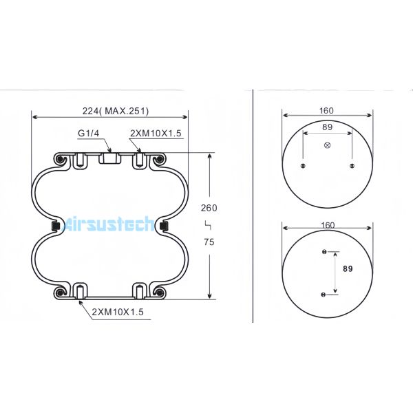 Direct Replacement Double Convoluted Air Spring SAF 4.229.1004.00 for Taurus Kf216