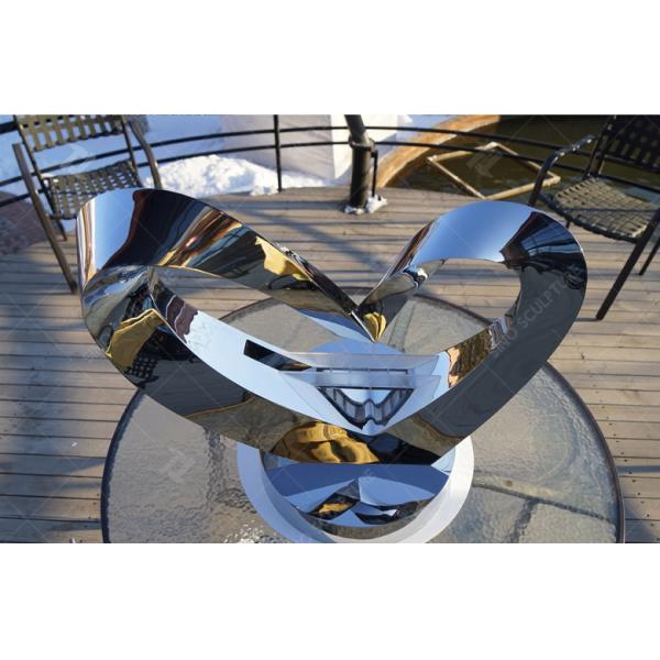 Зеркало Полированная металлическая скульптура сердца, Скульптура на улице из нержавеющей стали