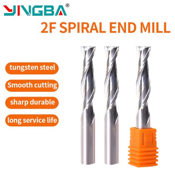 YingBa Two Flute Spiral End Mill Solid Carbide Wood Working Cnc Router Machine for Wood Milling Cutter Manufacturing Production
