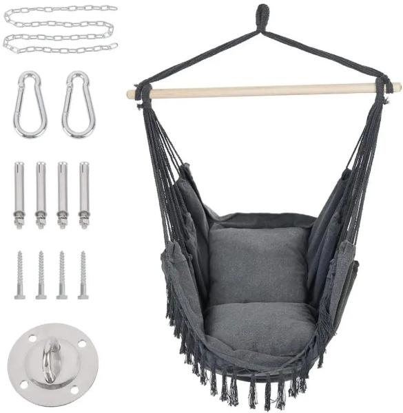 Cadeira Suspensa Jardim Hammock ao ar livre Acampamento Com Cadeira Hammock de Madeira Boho Hammock