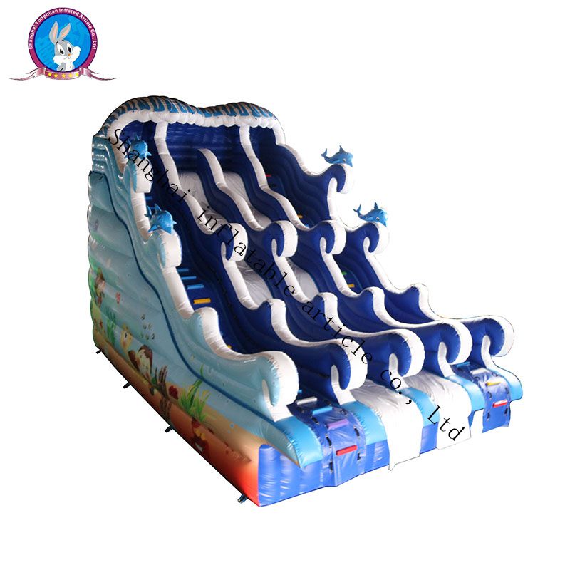 Hot sale large water slide inflatable for water park, amazing quality shark inflatable slide