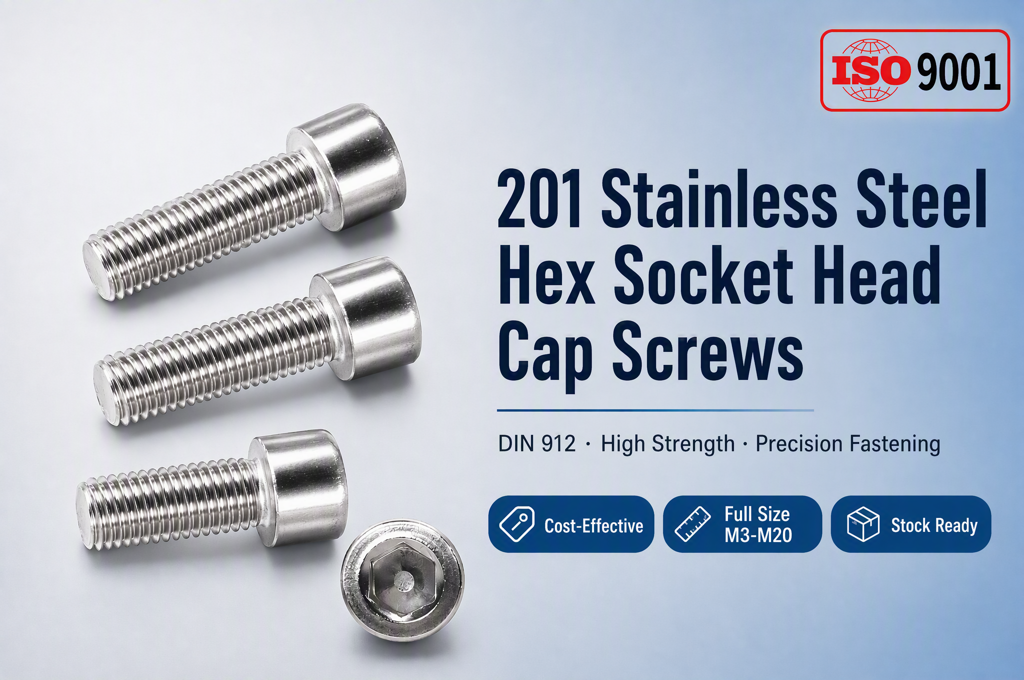 201 Stainless Steel Socket Head Cap Screws Hexagon Socket Bolt Allen Head Screw Machine Fastener M3 M4 M5 M6 M8 Multiple Sizes In Stock Support Customization
