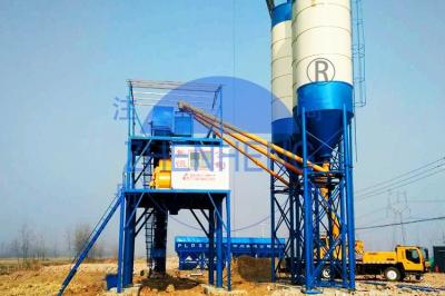 Tipo planta de tratamento por lotes concreta da correia de HZS60 60 m3/h, planta de tratamento por lotes do misturador gêmeo do eixo