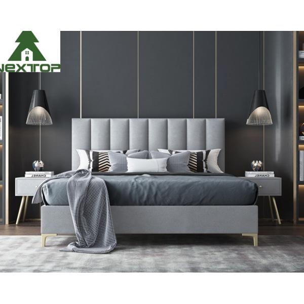 Custom Size Wooden Double Bed Queen Platform King Size Fabric Bed Hotel Bedroom Furniture