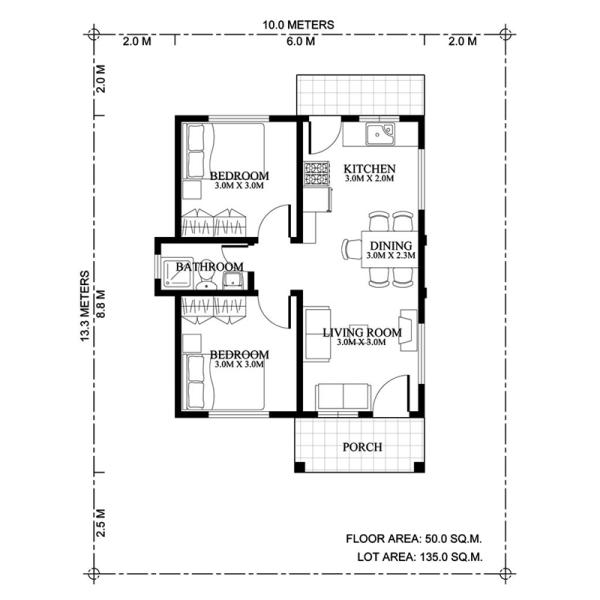 One Story Two Bedroom Prefabricated villa Building Steel Structure Prefab House