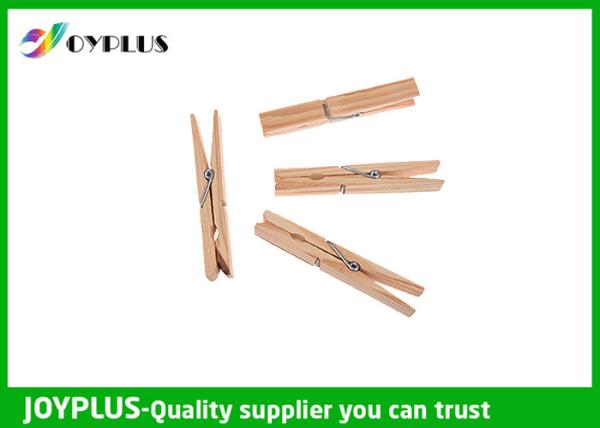 Safety Household Plastic Clothes Pegs Wooden Clips For Clothes OEM / ODM Available
