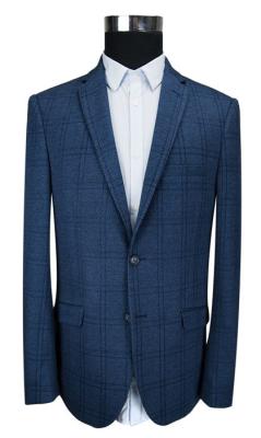 Navy Check Mens Slim Fit Suit Blazer Tailored for Autumn / Winter Season