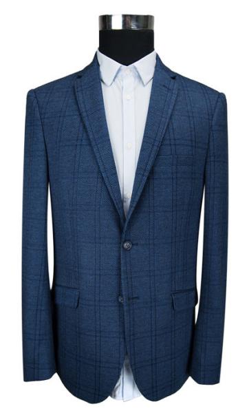 Navy Check Mens Slim Fit Suit Blazer Tailored for Autumn / Winter Season