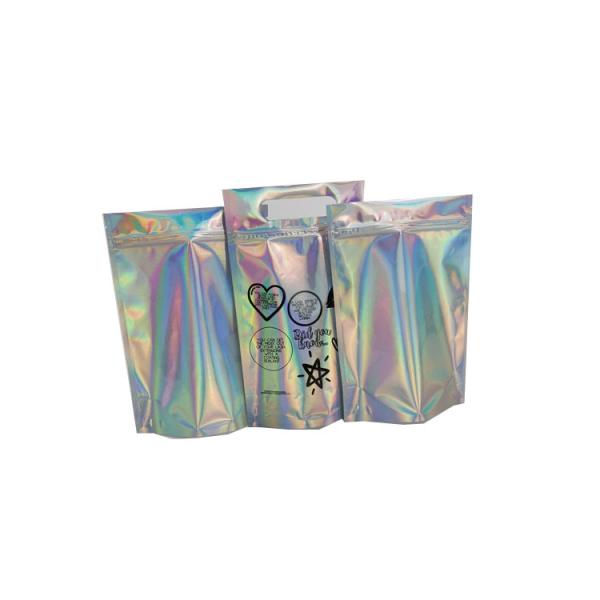O cosmético cosmético do zíper da impressão ensaca o empacotamento Ziplock da folha plástica do holograma de Mylar