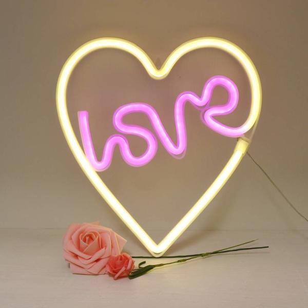 Love Heart Wall Hanging Decor LED Neon Sign Light Wedding Christmas Party Home Decoration Holiday Lighting