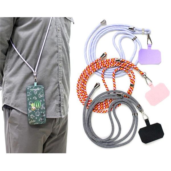 ODM Universal Phone Lanyard Adjustable Nylon Neck Phone Strap With Patch Metal