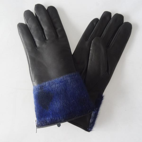 Sheepskin Womens Soft Leather Gloves Wool Lining Simple Classic Style