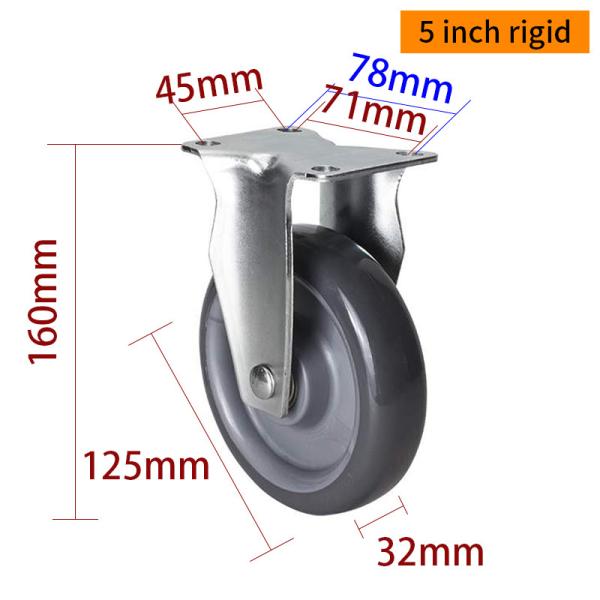 EDL Medium Duty 5inch 150kg Plate TPU Caster por tipo rígido, giratorio y freno