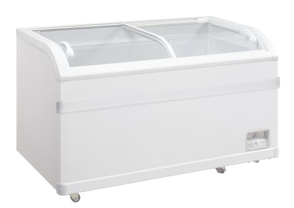 Energy Saving Ice Cream Display Chest Freezer , 528L Curved Glass Doors Commercial Refrigerator, Island Freezer